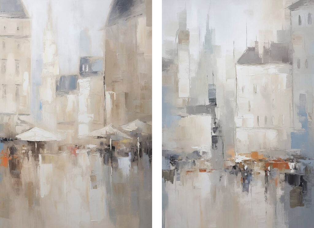Painting of a city Painting of a city