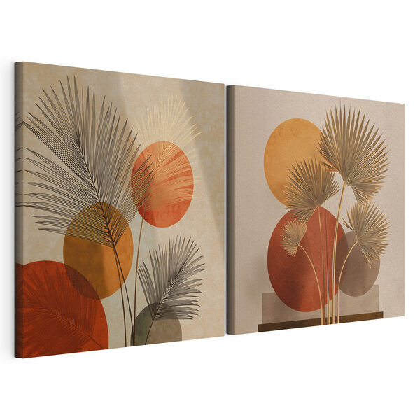 Tablou modular pe pânză Tablou modular pe pânză Două imagini cu un palmier (SKU: m30265)