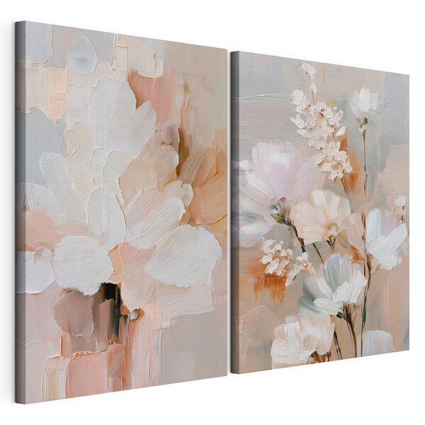 Tablou modular pe pânză Flori delicate în nuanțe delicate și calde