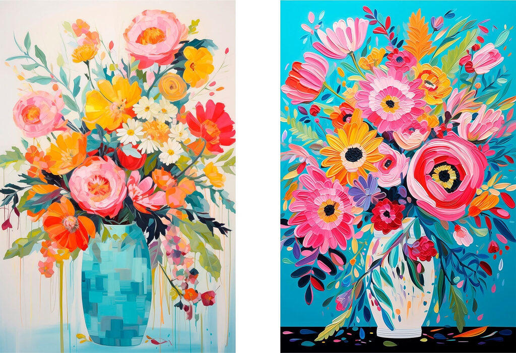 Collage of paintings of flowers Collage of paintings of flowers