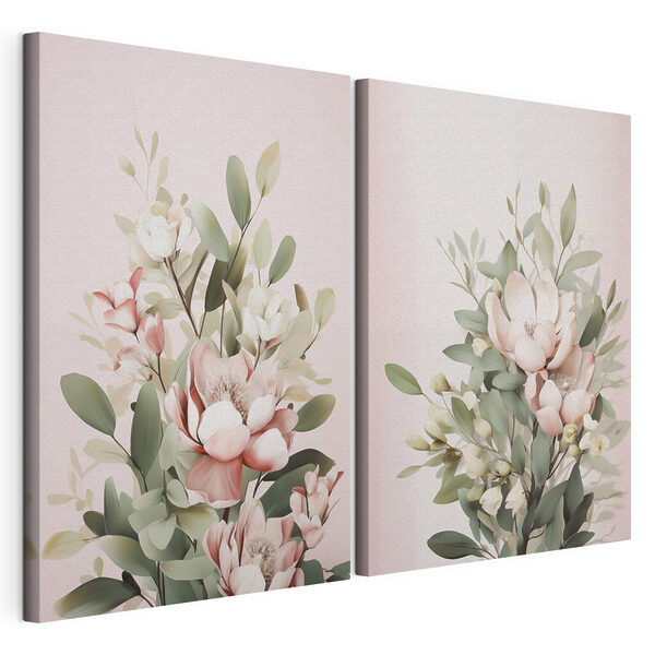 Flori delicate în nuanțe delicate Tablou modular pe pânză Flori delicate în nuanțe delicate
