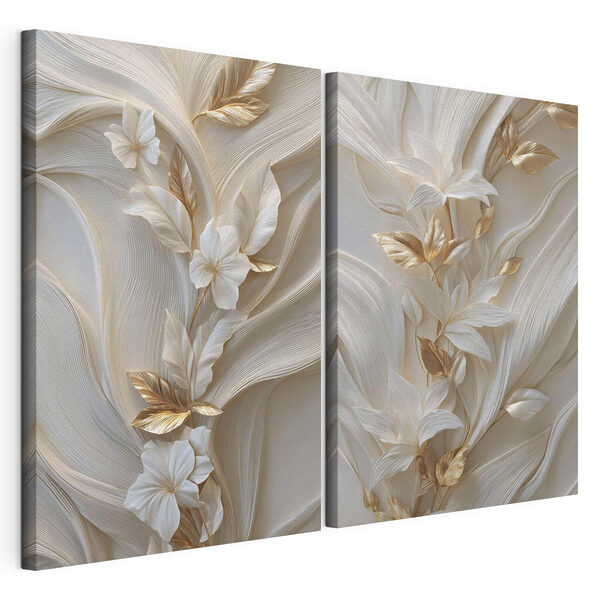 Un design floral elegant, în nuanțe delicate Tablou modular pe pânză Un design floral elegant, în nuanțe delicate