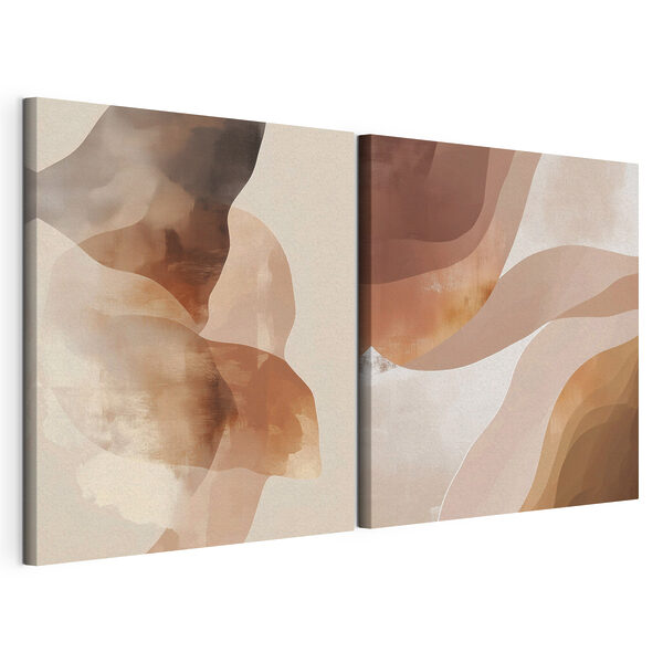 Tablou modular pe pânză Tablou modular pe pânză Forme abstracte în nuanțe calde (SKU: m30345)