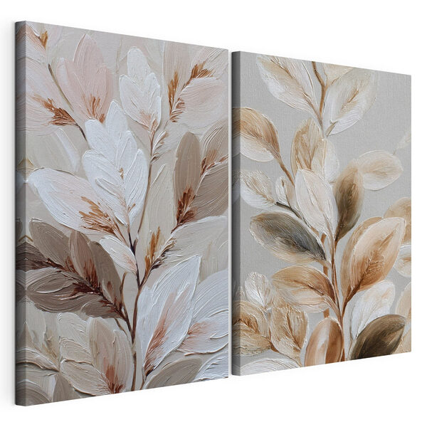 Frunze delicate în nuanțe delicate Tablou modular pe pânză Frunze delicate în nuanțe delicate