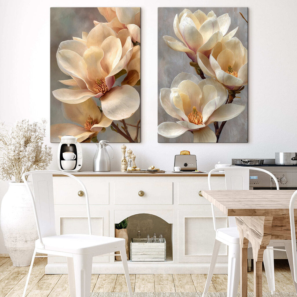 Tablou modular pe pânză Flori delicate în nuanțe delicate (SKU: m30419)