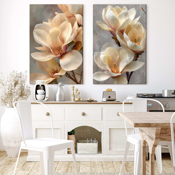 Tablou modular pe pânză Flori delicate în nuanțe delicate (SKU: m30419)