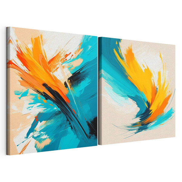 Două lucrări de artă pictate Tablou modular pe pânză Două lucrări de artă pictate