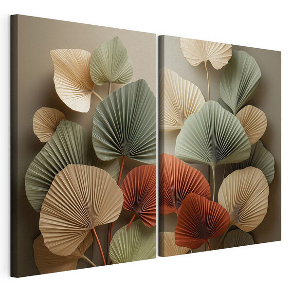 Frunziș elegant în nuanțe delicate Tablou modular pe pânză Frunziș elegant în nuanțe delicate