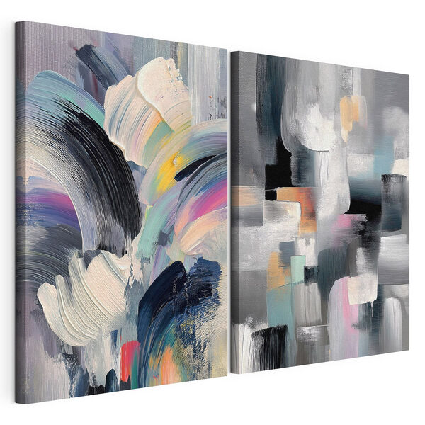 Vârtejuri colorate de expresie creativă Tablou modular pe pânză Vârtejuri colorate de expresie creativă