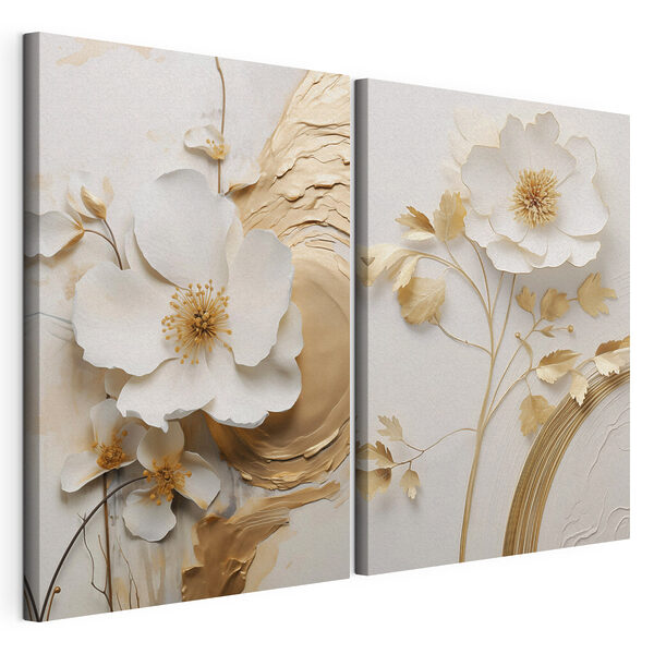 Tablou modular pe pânză - Un design floral elegant, pentru un decor de excepție