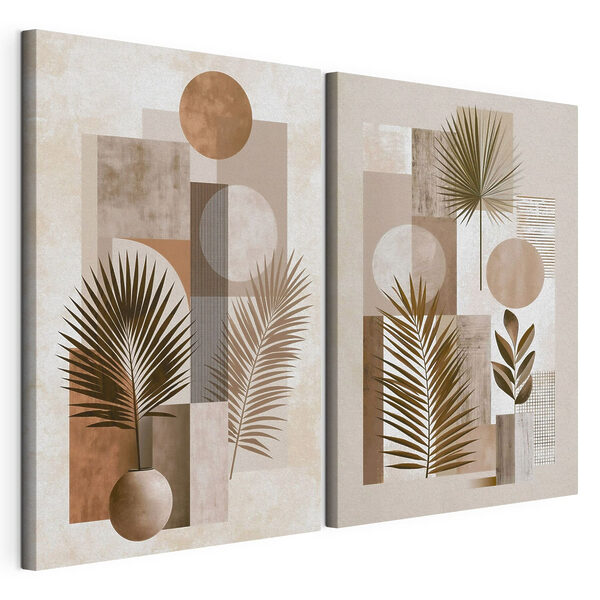 Pereche de opere de artă reprezentând plante Tablou modular pe pânză Pereche de opere de artă reprezentând plante