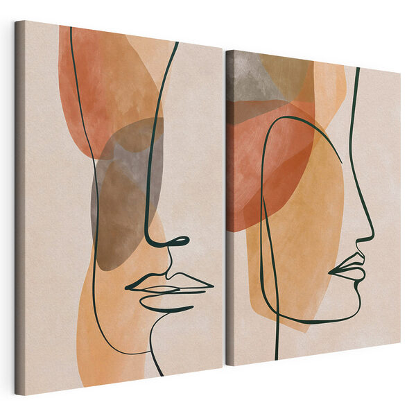 - Profile abstracte în nuanțe delicate Tablou modular pe pânză - Profile abstracte în nuanțe delicate