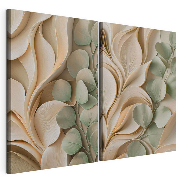 Tablou modular pe pânză Curbe naturale și frunze verzi și delicate (SKU: m30463) Tablou modular pe pânză Tablou modular pe pânză Curbe naturale și frunze verzi și delicate (SKU: m30463)