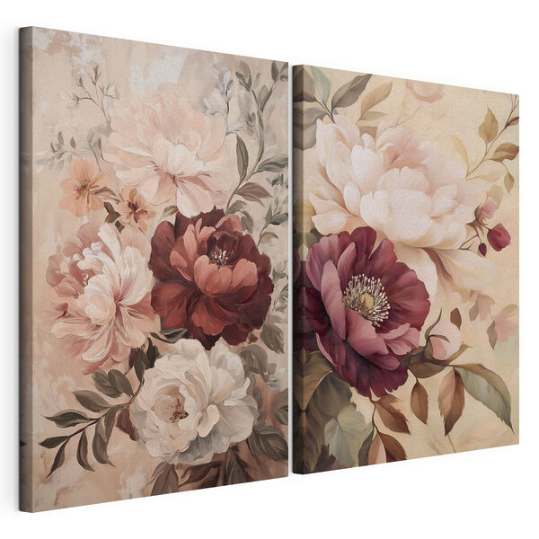Tablou modular pe pânză Flori delicate în culori pale