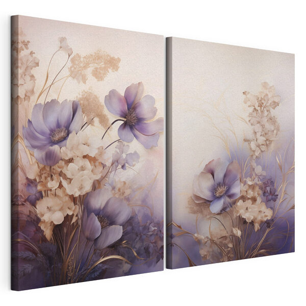 Flori delicate în nuanțe pastelate delicate Tablou modular pe pânză Flori delicate în nuanțe pastelate delicate
