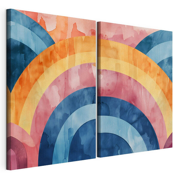 Tablou modular pe pânză Pictură colorată în acuarelă cu cercuri