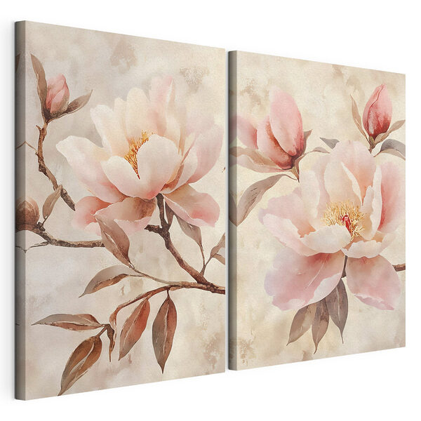 Flori delicate în nuanțe delicate Tablou modular pe pânză Flori delicate în nuanțe delicate
