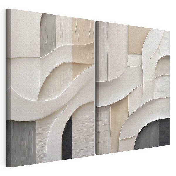 Tablou modular pe pânză Curbe delicate în nuanțe de pământ