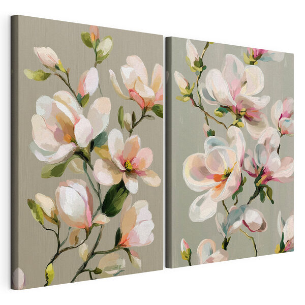 Flori delicate în nuanțe delicate Tablou modular pe pânză Flori delicate în nuanțe delicate