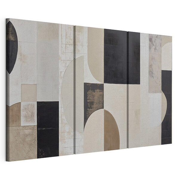 Model geometric alb-negru Tablou modular pe pânză Model geometric alb-negru