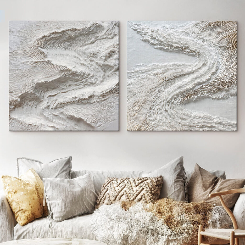 White and grey surface with wavy lines White and grey surface with wavy lines