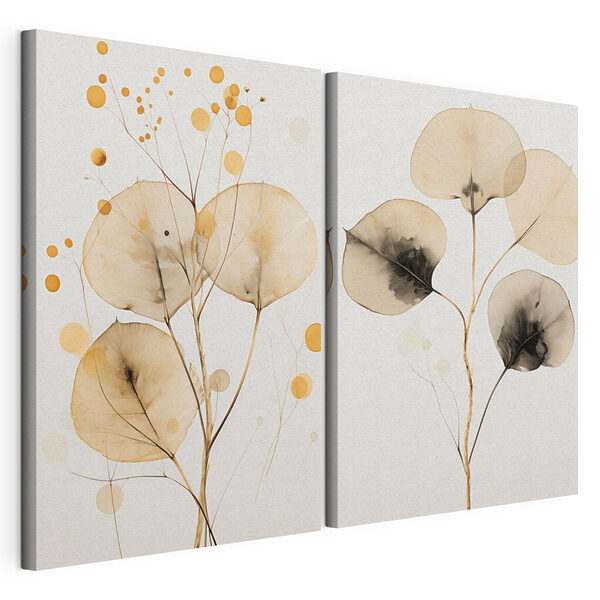 Tablou modular pe pânză Tablou modular pe pânză Frunze delicate în nuanțe delicate (SKU: m30760)