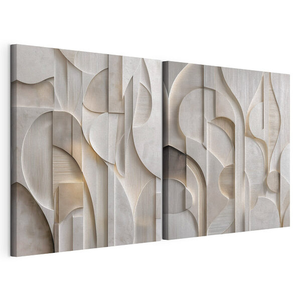 Curbe abstracte în nuanțe neutre și delicate Tablou modular pe pânză Curbe abstracte în nuanțe neutre și delicate