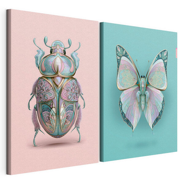 Insecte colorate cu un aer artistic Tablou modular pe pânză Insecte colorate cu un aer artistic