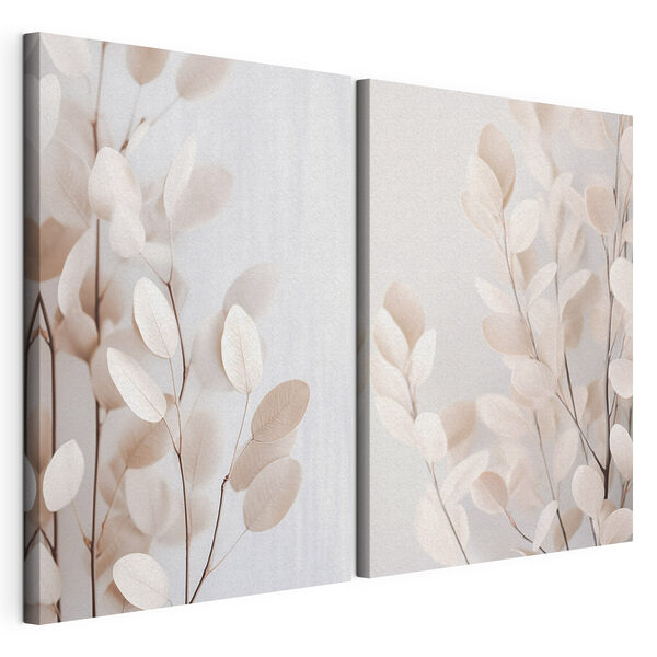 Tablou modular pe pânză Frunze delicate în nuanțe delicate (SKU: m30692) Tablou modular pe pânză Tablou modular pe pânză Frunze delicate în nuanțe delicate (SKU: m30692)