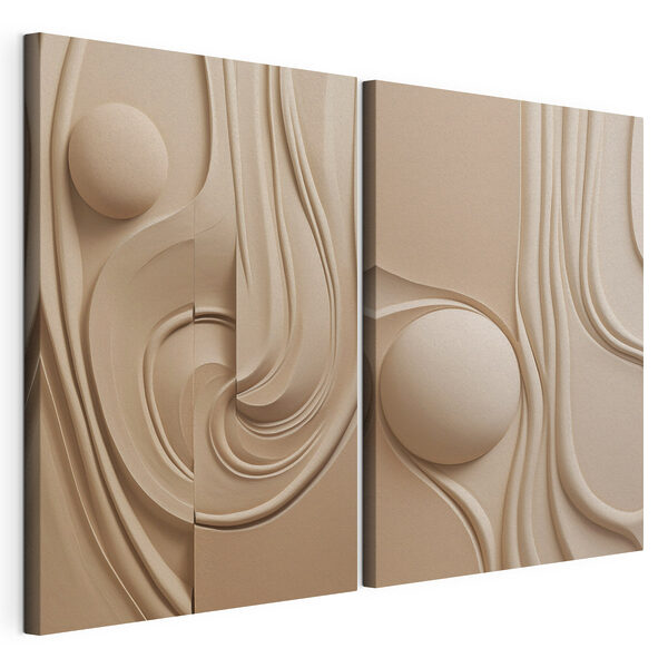 Tablou modular pe pânză Tablou modular pe pânză Formele fluide și curbele delicate se îmbină (SKU: m30683)