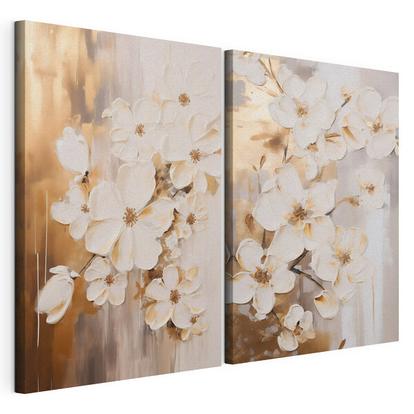 Flori delicate în nuanțe delicate Tablou modular pe pânză Flori delicate în nuanțe delicate