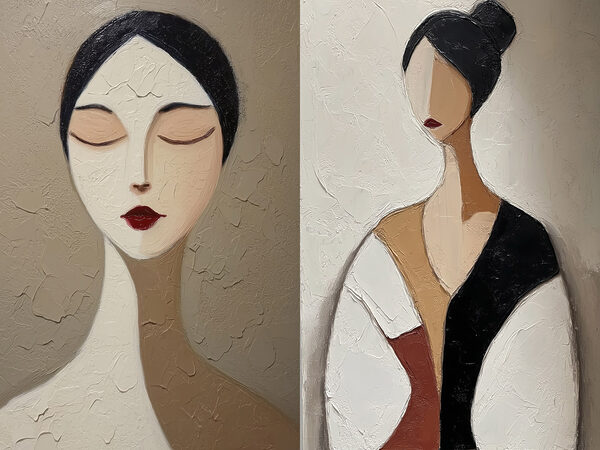 Collage of a painting of a woman Collage of a painting of a woman