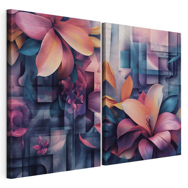 Colaj de flori Tablou modular pe pânză Colaj de flori