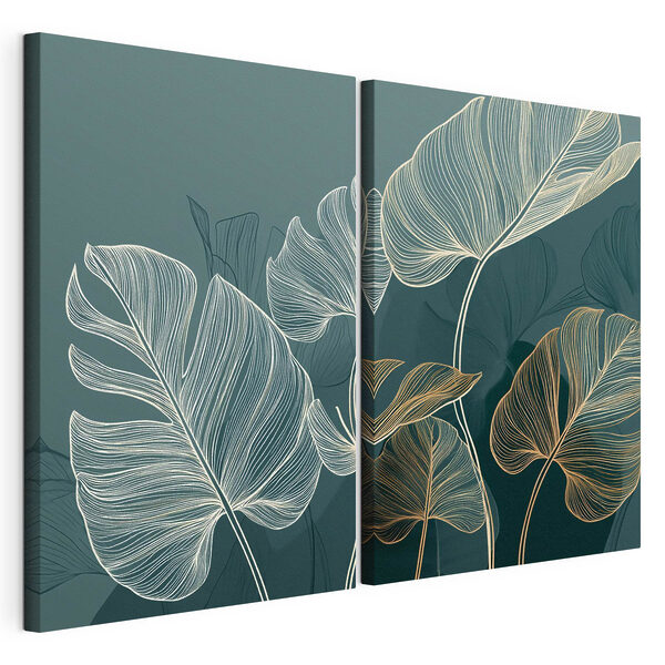 Frunze delicate în culori delicate Tablou modular pe pânză Frunze delicate în culori delicate