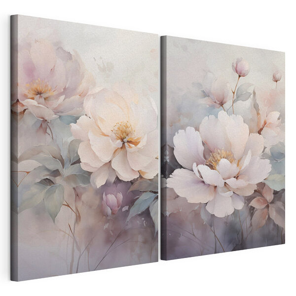 Flori delicate în nuanțe pastelate delicate Tablou modular pe pânză Flori delicate în nuanțe pastelate delicate