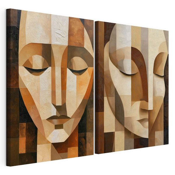 Fețe tăcute într-o armonie abstractă Tablou modular pe pânză Fețe tăcute într-o armonie abstractă