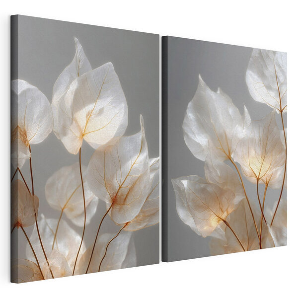 Tablou modular pe pânză Tablou modular pe pânză Frunze delicate care captează lumina blândă (SKU: m30620)