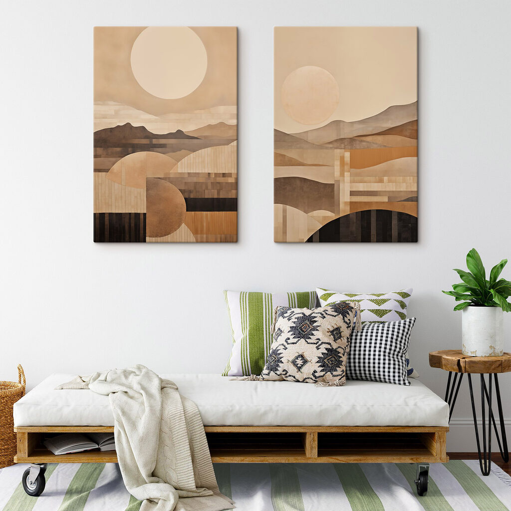Painting of hills and sun Painting of hills and sun