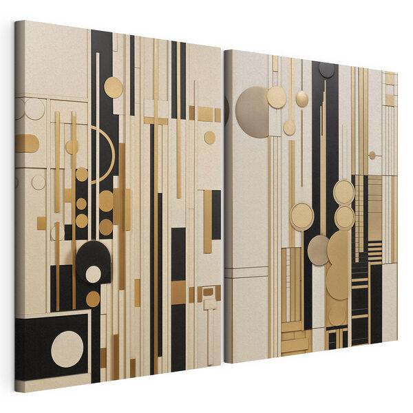 Colaj artistic cu diverse forme și culori Tablou modular pe pânză Colaj artistic cu diverse forme și culori