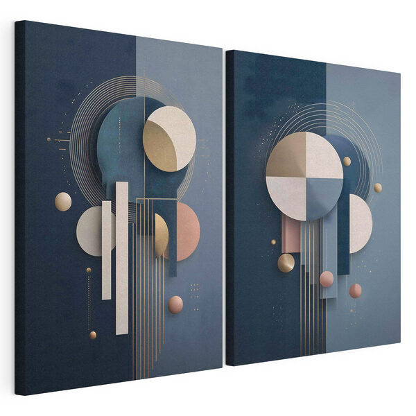 Colaj artistic cu cercuri și linii Tablou modular pe pânză Colaj artistic cu cercuri și linii