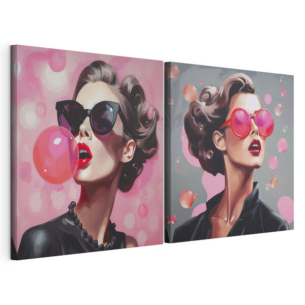 Tablou modular pe pânză Colaj cu o femeie care poartă ochelari de soare