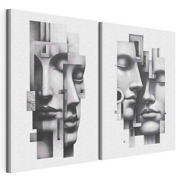 Fețe împletite într-o armonie abstractă Tablou modular pe pânză Fețe împletite într-o armonie abstractă