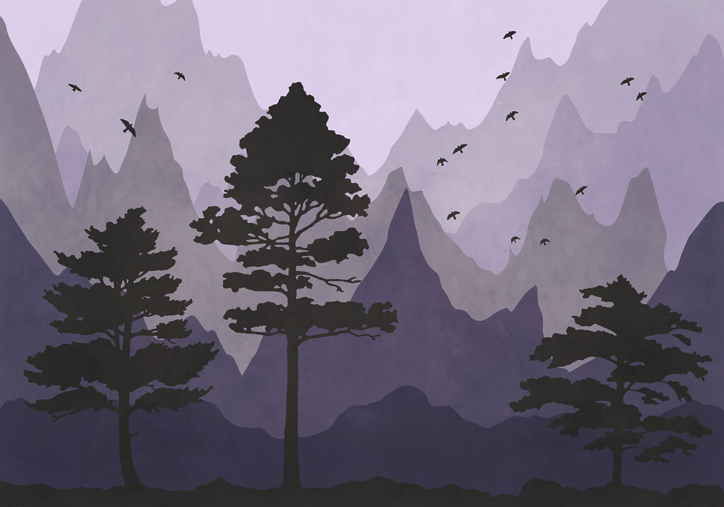 Landscape with mountains and trees