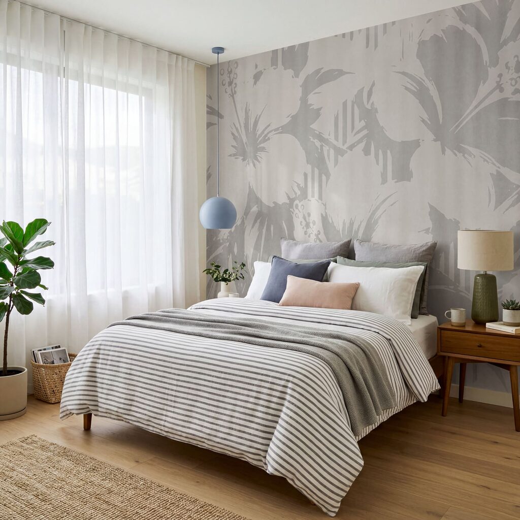 Motiv floral alb și gri Motiv floral alb și gri