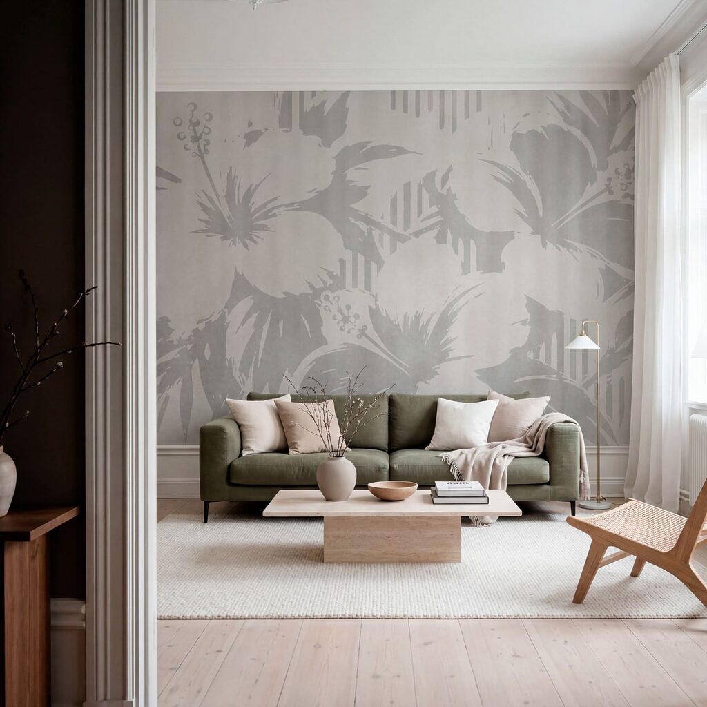 Motiv floral alb și gri Motiv floral alb și gri