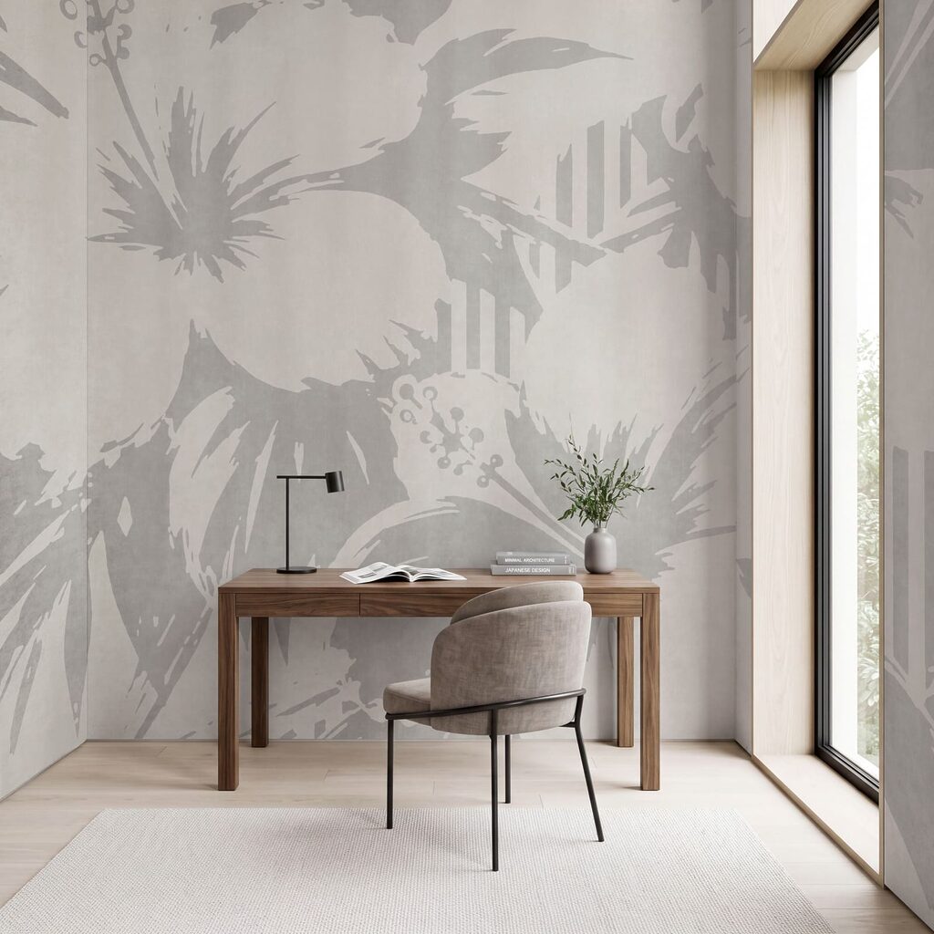Motiv floral alb și gri Motiv floral alb și gri