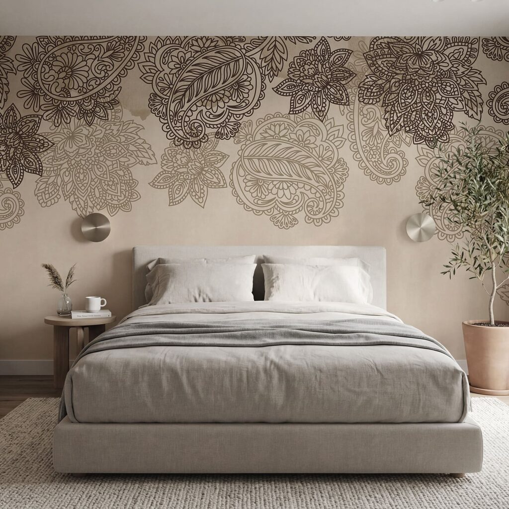 Bordură cu motive paisley și flori Bordură cu motive paisley și flori