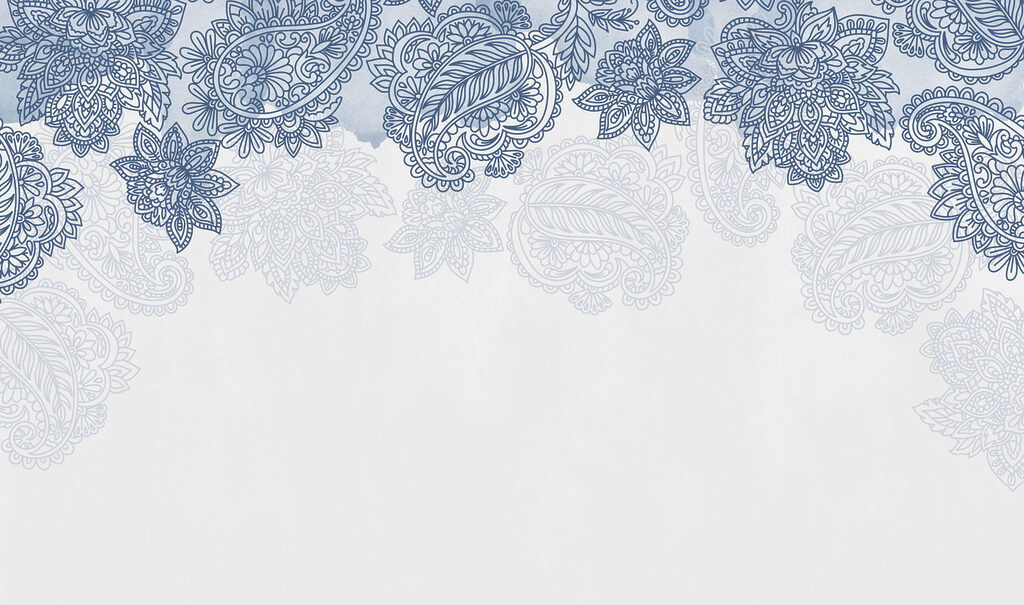 Blue and white floral border