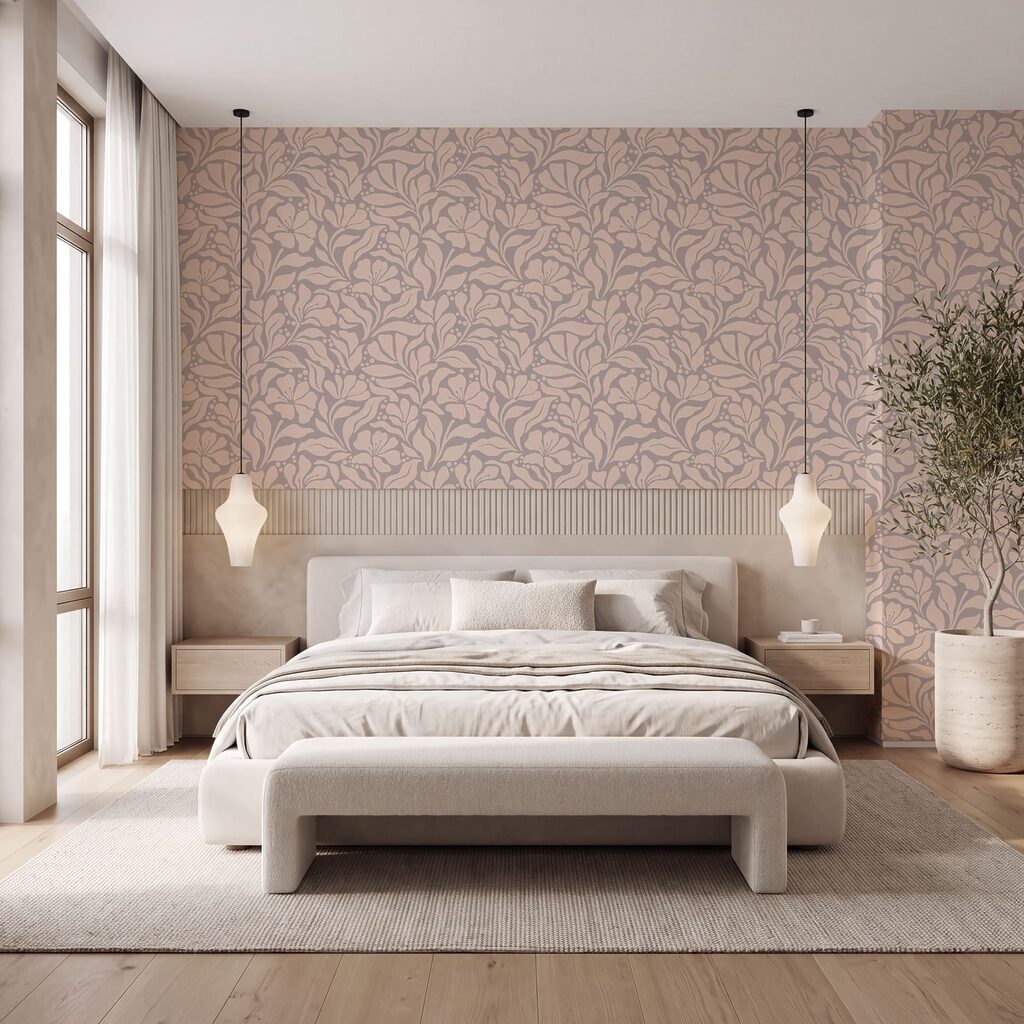 Motiv floral pe fond roz Motiv floral pe fond roz