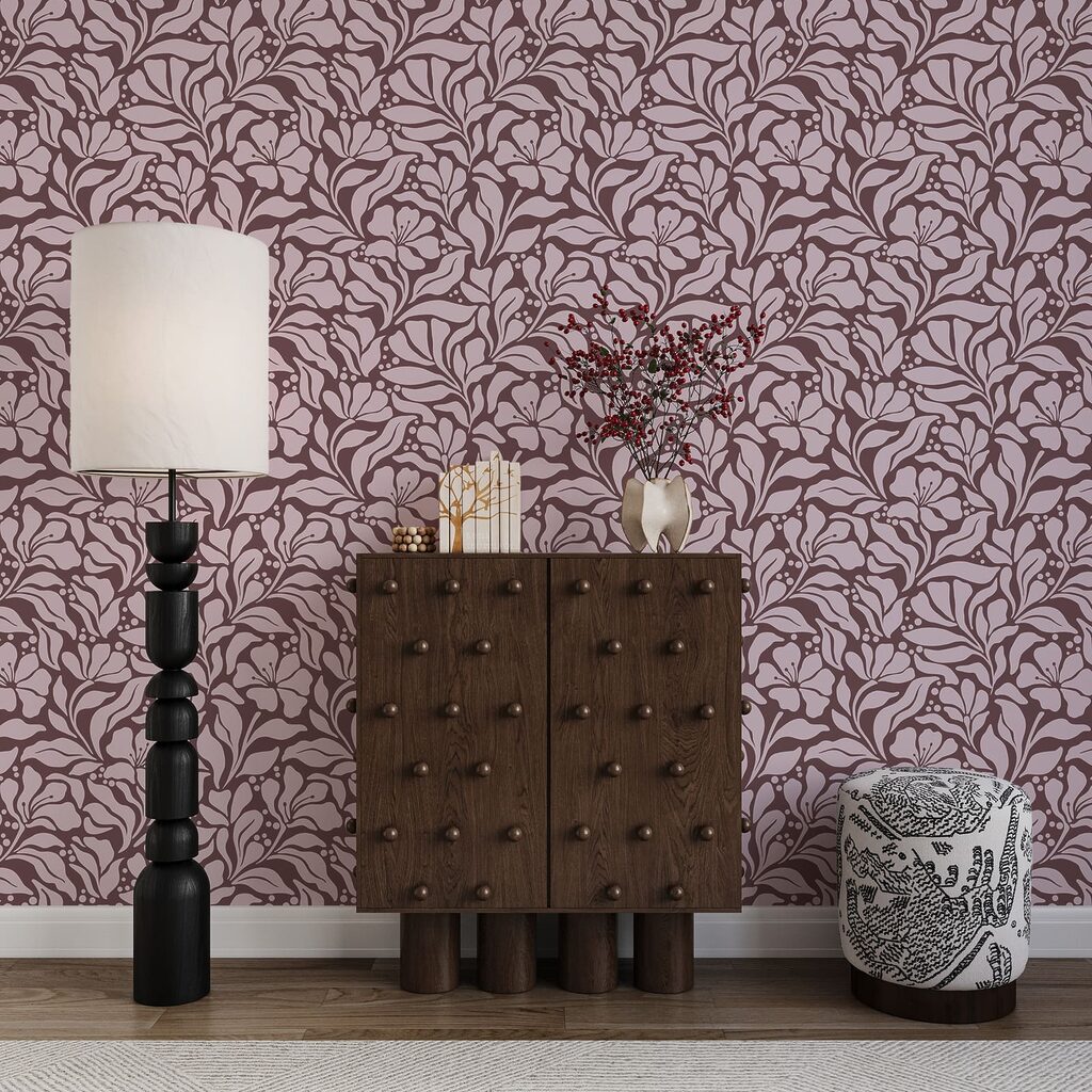 Motiv floral pe fond roz